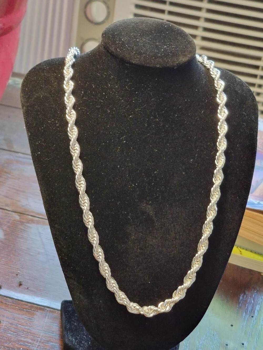 A Necklace Made To Look Like A Real Silver Rope Chain Necklace 6mm 24 Inches